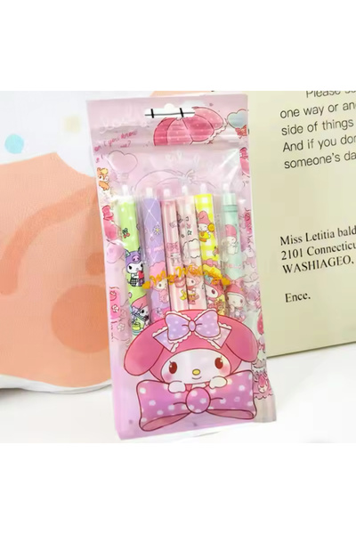 synshop Sanrio Cinnamoroll My Melodi Melody Kuromi Tükenmez Siyah 6 lı Jel Ka...