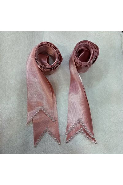 Hobigram 6 cm Length 2 Meters Engagement Jewelry Ribbon - Powder and Powder Plain Pearl