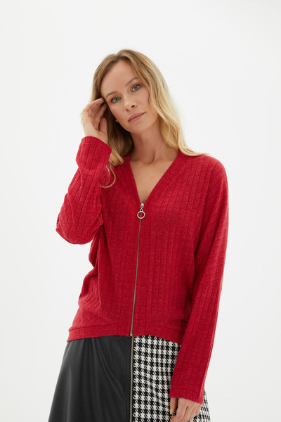 BeFee Kadın Fermuarlı Triko Bluz