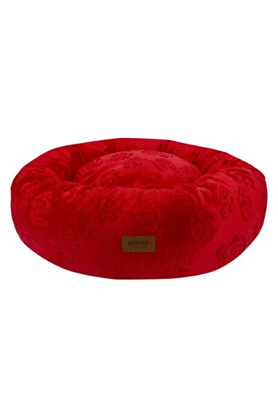 Lepus Luxe Donut Küçük Irk Köpek ve Kedi Yatağı Simit Yatak Kırmızı