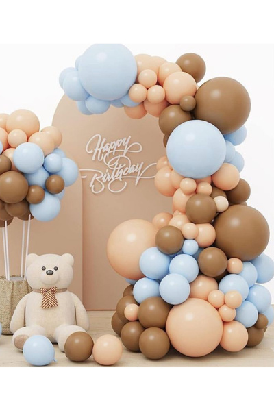 Çemrek Süs Parti Set lančića od karamel smeđih i plavih balona, uključujući 1...