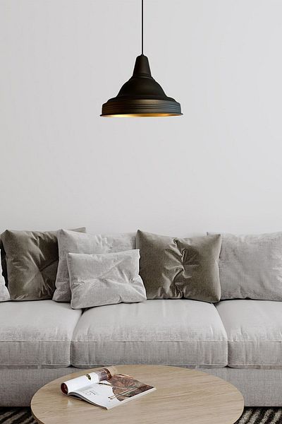 Bamyum Ulmete Black Metal Vintage Headboard - Single Pendant Chandelier for Living Room Office Hotel Restaurant