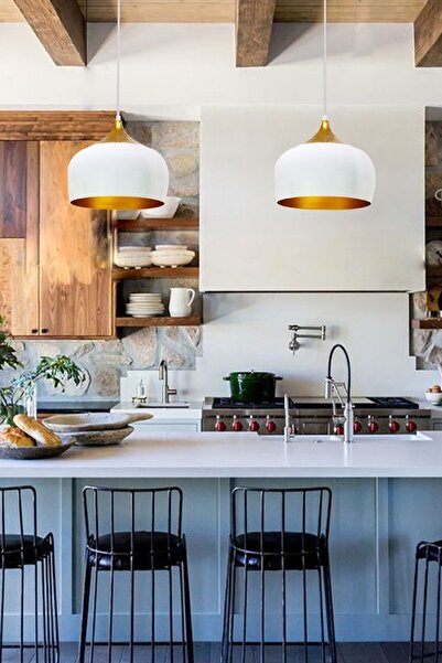 Bamyum Ikili Geniş Çember Beyaz Sarkıt Lamba Yemek Masası Oturma Odası Mutfak Salon Otel Showroom