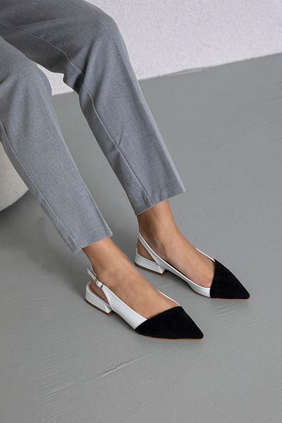 STRASWANS Pantofi Ronan din piele intoarsa cu toc alb-negru