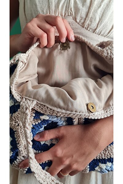 EHF LifeStyle EL ÖRGÜSÜ ÇANTA/ ÖRGÜ ÇANTA/ NAZARBONCUKLU ÇANTA/ OMUZ ÇANTA