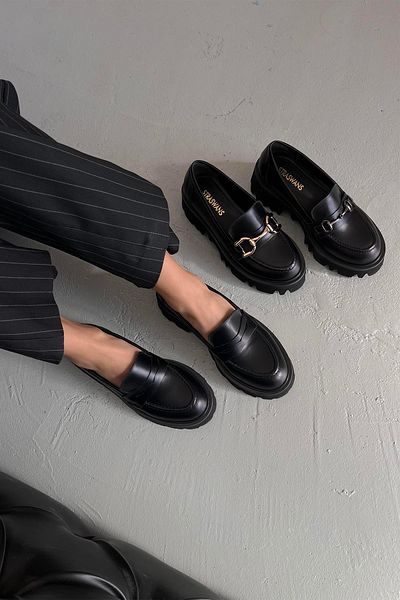 STRASWANS Doss Women's Inside and Outside Genuine Leather Loafer Shoes Black