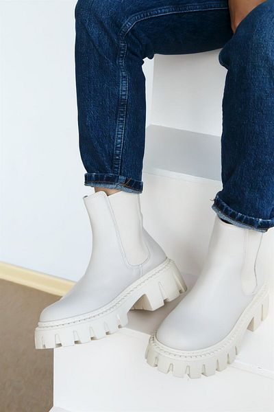 ShoeTek Nadia Γυναικείες Μπότες Πλαϊνό Ελαστικό Μπεζ Δερμάτινο