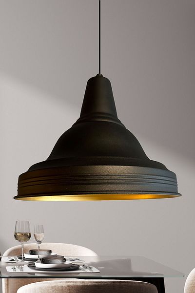Bamyum Ulmete Black Metal Vintage Headboard - Single Pendant Chandelier for Living Room Office Hotel Restaurant