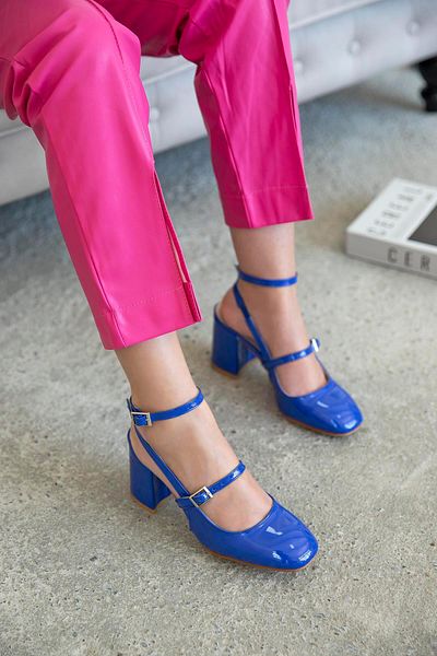 STRASWANS Wesley Women's Heeled Patent Leather Shoes Saks Blue
