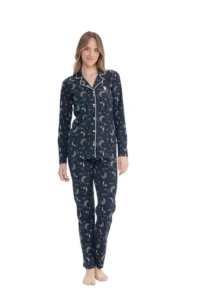 U.S. Polo Assn. Πόλο Ασν. 17119 - Σετ μακρυμάνικο πουκάμισο και πιτζάμες με σχέδιο μισοφέγγαρου