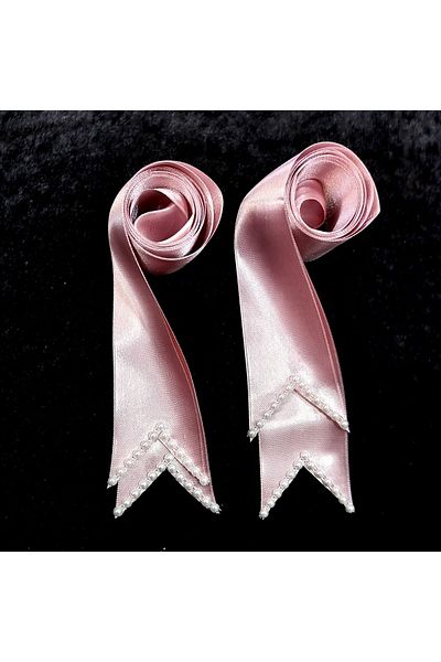 Hobigram 6 cm Length 2 Meters Engagement Jewelry Ribbon - Powder and Powder Plain Pearl