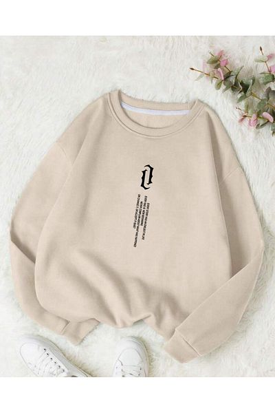 FAVORİST Φούτερ UNISEX κάθετης εκτύπωσης Crew Neck OVERSIZE