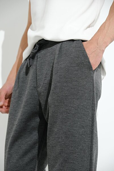 Oksit Carlino Erkek Beli Lastikli Duble Paça Pike Kumaş Erkek Jogger Pantolon