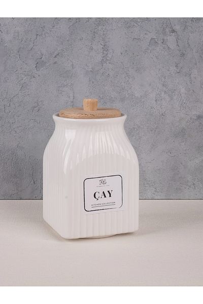 Pembelia Life 800 ml White Porcelain Tea Jar Tea Storage Container