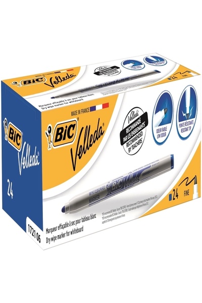 Bic Tahta Kalemi Yuvarlak Uçlu Velleda Mavi 1721 06 - 24'lü Paket