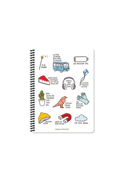KESKİN COLOR Sharp Color Feeling Things 16,5x22,5cm 80yp Lined Spiral Notebook - I'm Bored Now