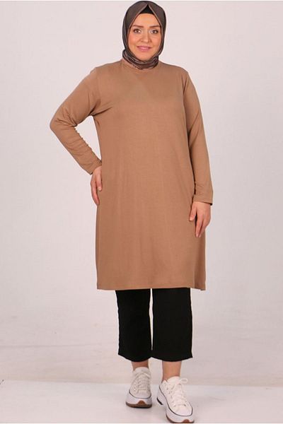 Moda Rosa 24Y38501 تونيك أساسي من القطن الممشط مقاس كبير