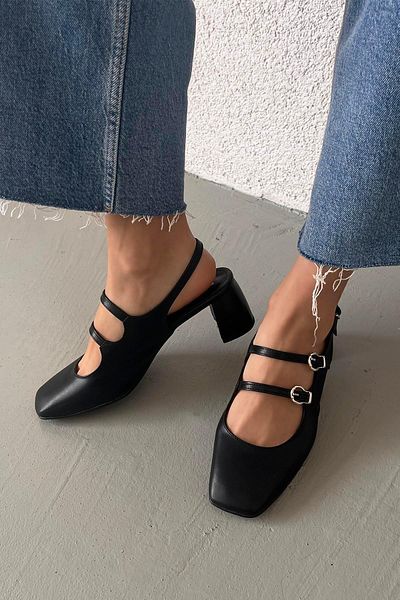 STRASWANS Harry Women's Heeled Leather Shoes Black