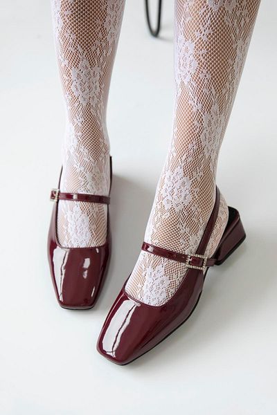STRASWANS Lita Claret Red Patent Leather Women's Heeled Shoes