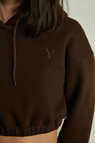VATKALI Embroidered Cropped Sweatshirt Brown