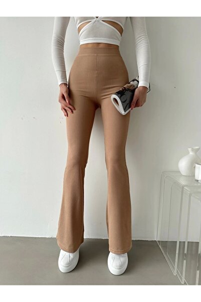 DoQuN Ψηλόμεσο και μπεζ κολάν με ισπανικό πόδι - Κομψό και συλληπτικό