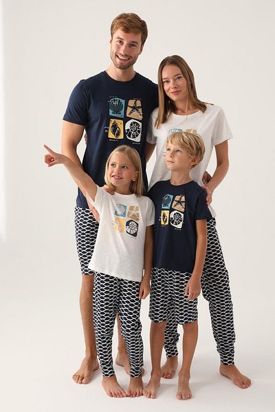 Arnetta 2871 Βαμβακερό Mother Daughter κοντομάνικο γυναικείο σετ πιτζάμες λευκό