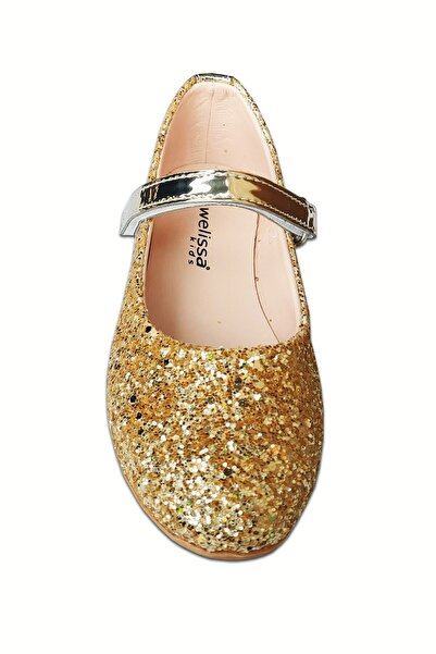 welissa Ασημένιες μπαλαρίνες με παγιέτες χρυσό για κορίτσι