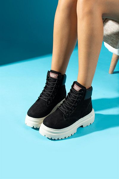 ShoeTek Maravilla Women's Boots&bootie Lace-up Boots Black Suede