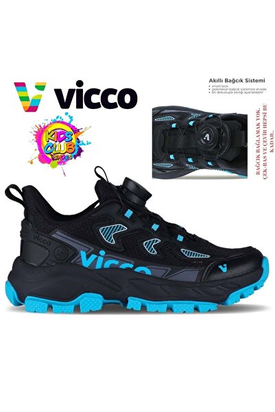 Kids Club Shoes حذاء رياضي للأطفال من Vicco Bard - آلية الدانتيل الذكية، أسود