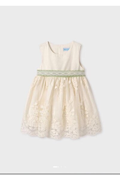 Abel & Lula Abel&lula Bebek Işlemeli Jakarlı Tül Elbise 5004