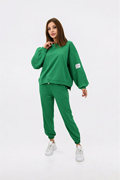 Koza Butik Γυναικείο Σετ Φόρμας με λαιμόκοψη με λεπτομέρεια αυτοκόλλητου 4162-25