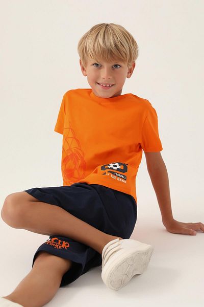 ROLY POLY 3346 Model Orange Cotton Men's Waiter Capri Set - Short Sleeve