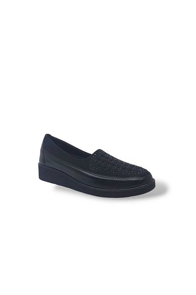 Zerhan 221 Pantofi de damă Black Stone Stretch Filler Talpă mărime mare 41 42