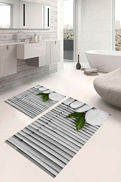 Napoli Home Set de covoraș de baie cu model de piatră, imprimat digital, lava...