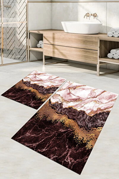 Napoli Home Цифрово отпечатан, измиваем, противоплъзгащ се комплект за баня с...