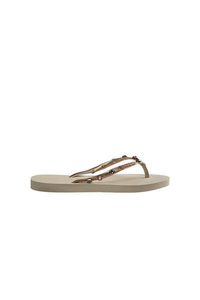 Havaianas Bege Slim Luxury Γυναικείες Παντόφλες - Χρυσές