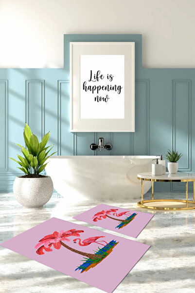 Napoli Home Σετ τουαλέτας με ψάθα μπάνιου με ψηφιακή εκτύπωση, που πλένεται, ...