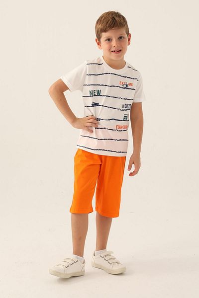 ROLY POLY 3357 Model White Men's Waiter Capri - Short Sleeve Cotton Capri Set
