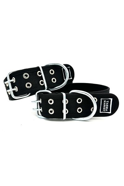 Tasma Market Black Reinforced Column Soft Textured Large Dog Collar