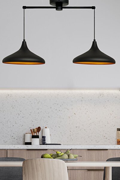 Bamyum İkili Siyah Champion Avize Sarkıt Salon Mutfak Butik Lamba Aydınlatma Avizeler