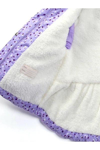 MDM Inflatable Jacket for Baby Girl - Special Cool, Fur Detail, Dotted, Zippered, Fleece and Hooded