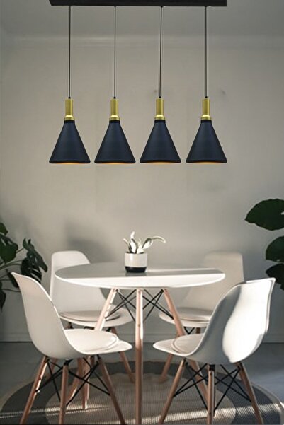 Bamyum Dörtlü Sabonis Siyah Sarkıt Avize Salon Yemek Masası Oturma Odası Topl...