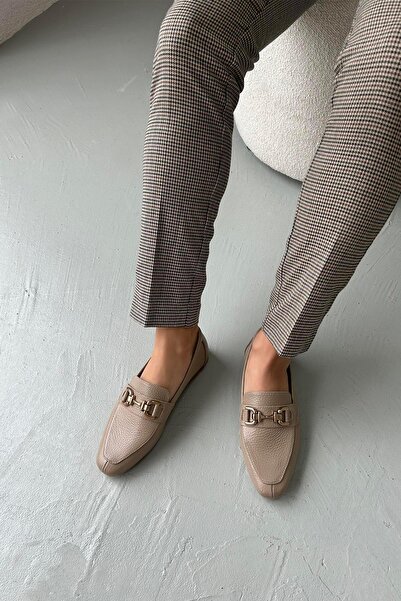 STRASWANS Dominic Women's Buckle Detail Genuine Leather Ballerina Mink