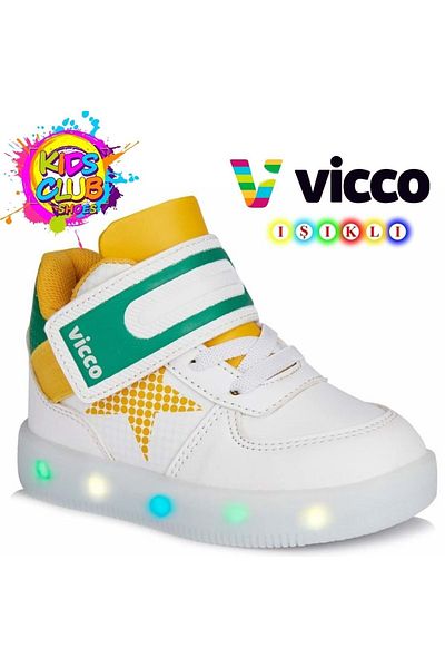 Kids Club Shoes Vicco Magic Orthopedic Lighted Children's Sneakers - WHITE