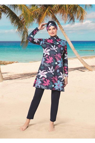 Ruko Maio 22147 Colorful Women's Lycra Hijab Swimsuit