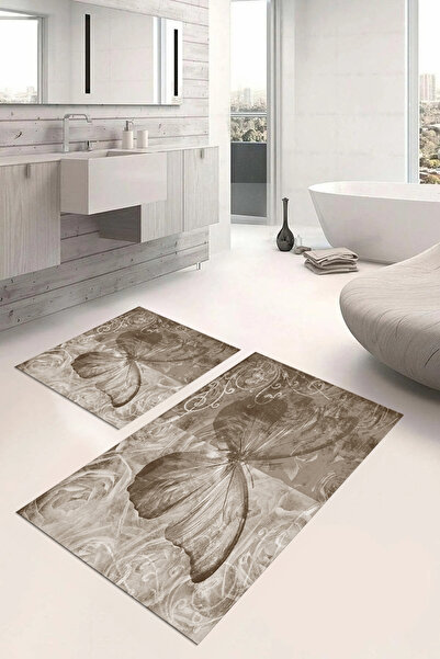 Napoli Home Σετ τουαλέτας με ψάθα μπάνιου με ψηφιακή εκτύπωση, πλενόμενο, πολύχρωμο μοντέλο πεταλούδας