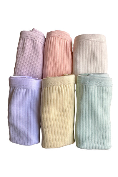 Dondeza Pachet de 6 boxeri cu nervuri de culoare pastel pentru fete (100 de catarame din cauciuc sunt cadouri)