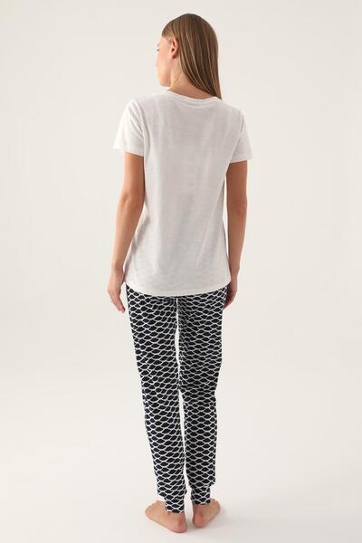 Arnetta 2871 Βαμβακερό Mother Daughter κοντομάνικο γυναικείο σετ πιτζάμες λευκό