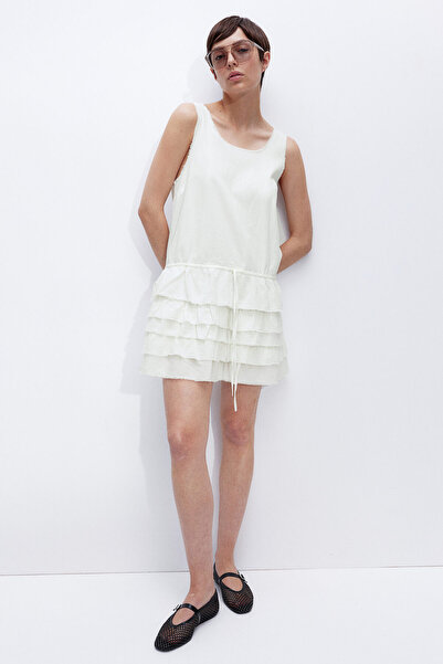 H&M İşlenmemiş Kenarlı ve Katlı Etekli Elbise