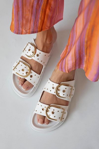 STRASWANS Pella White Women's Slippers - Daily Comfort, Drop Detailed